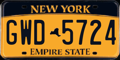 NY license plate GWD5724