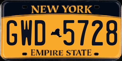NY license plate GWD5728