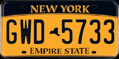 NY license plate GWD5733