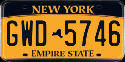 NY license plate GWD5746
