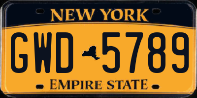 NY license plate GWD5789