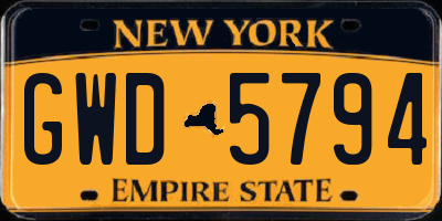 NY license plate GWD5794