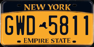 NY license plate GWD5811