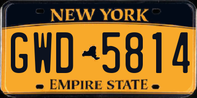 NY license plate GWD5814
