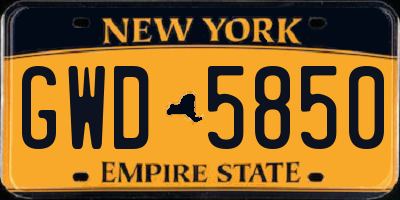 NY license plate GWD5850
