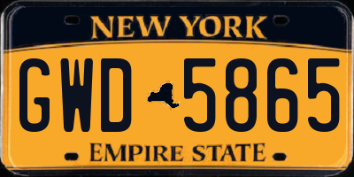 NY license plate GWD5865