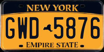 NY license plate GWD5876