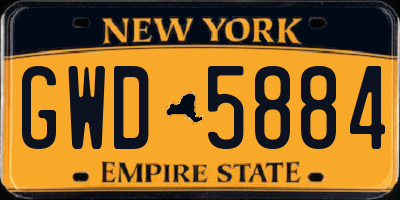 NY license plate GWD5884