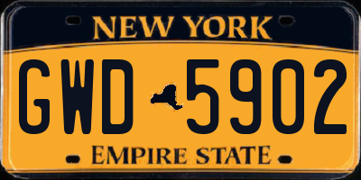 NY license plate GWD5902