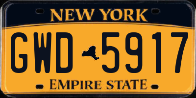 NY license plate GWD5917