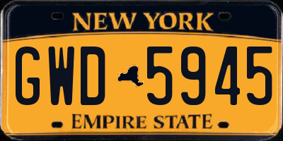 NY license plate GWD5945
