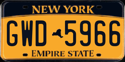 NY license plate GWD5966