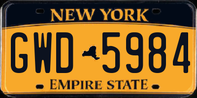 NY license plate GWD5984