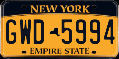 NY license plate GWD5994