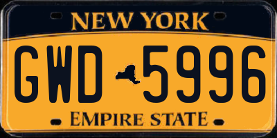 NY license plate GWD5996