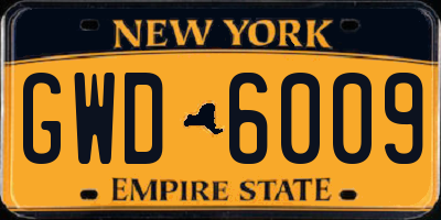 NY license plate GWD6009