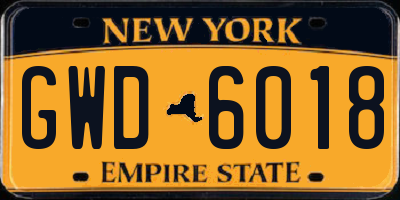 NY license plate GWD6018