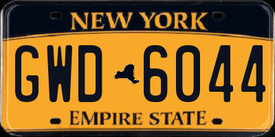 NY license plate GWD6044