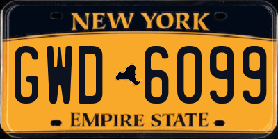 NY license plate GWD6099