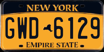 NY license plate GWD6129