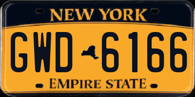 NY license plate GWD6166