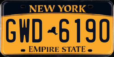 NY license plate GWD6190