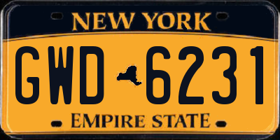 NY license plate GWD6231