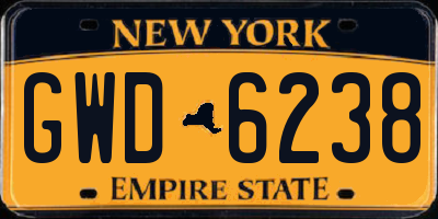 NY license plate GWD6238