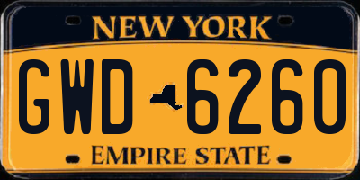 NY license plate GWD6260