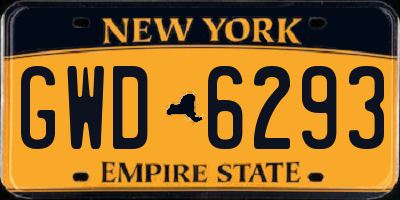 NY license plate GWD6293