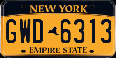 NY license plate GWD6313