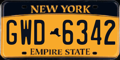 NY license plate GWD6342