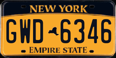 NY license plate GWD6346