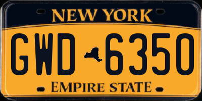 NY license plate GWD6350