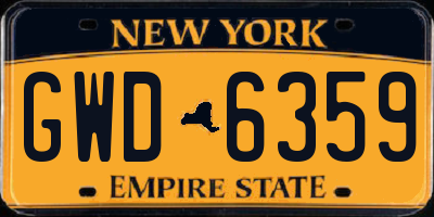NY license plate GWD6359