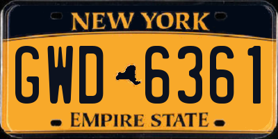 NY license plate GWD6361