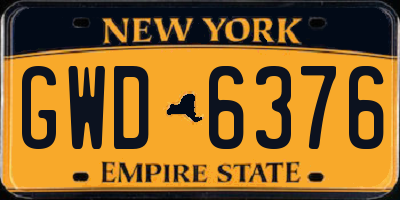 NY license plate GWD6376