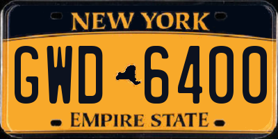 NY license plate GWD6400