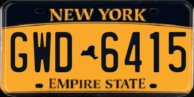 NY license plate GWD6415
