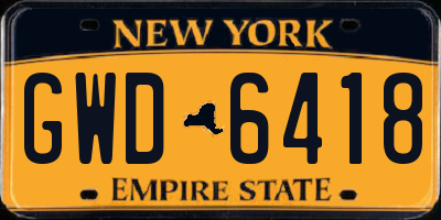 NY license plate GWD6418