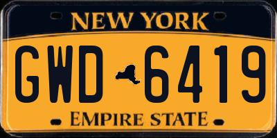 NY license plate GWD6419
