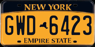 NY license plate GWD6423