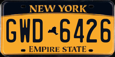 NY license plate GWD6426