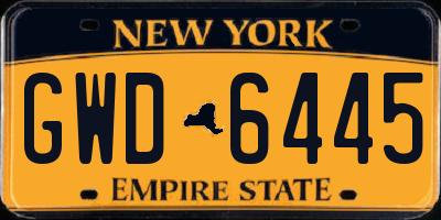 NY license plate GWD6445