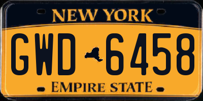 NY license plate GWD6458
