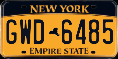 NY license plate GWD6485