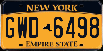 NY license plate GWD6498