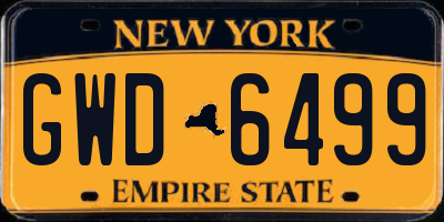 NY license plate GWD6499