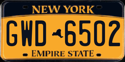 NY license plate GWD6502