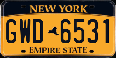 NY license plate GWD6531